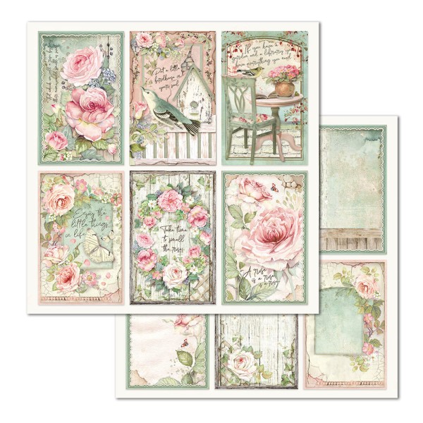 Papier scrapbooking assortiment Stamperia House of Roses 10f recto verso 30x30