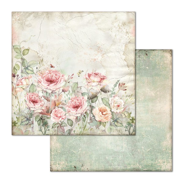 Papier scrapbooking assortiment Stamperia House of Roses 10f recto verso 30x30