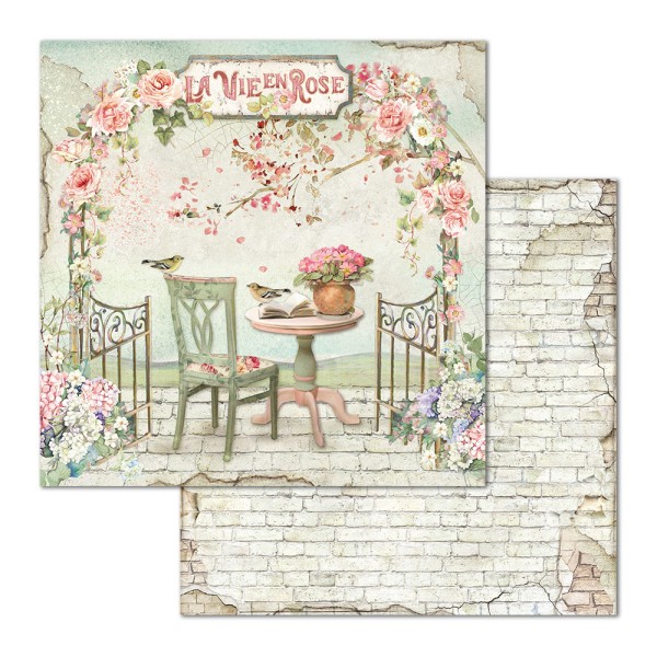 Papier scrapbooking assortiment Stamperia House of Roses 10f recto verso 30x30