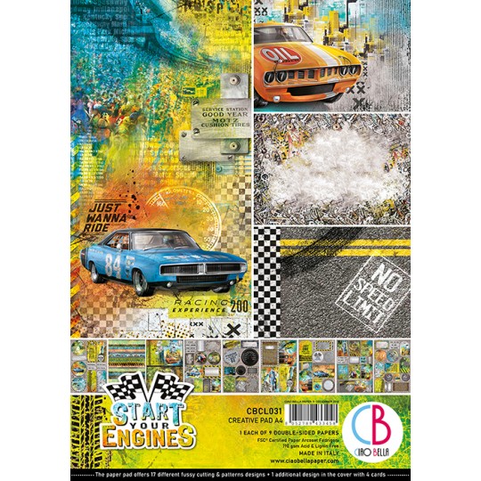 Papier scrapbooking A4 assortiment Ciao Bella Start your Engines 9fe