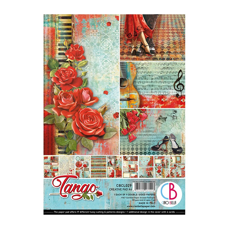 Papier scrapbooking A4 assortiment Ciao Bella Tango 9fe