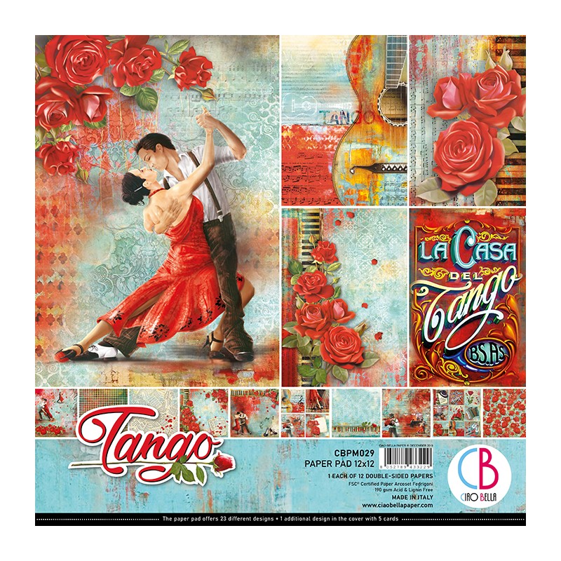 Papier scrapbooking assortiment Ciao Bella Tango 12fe 30x30