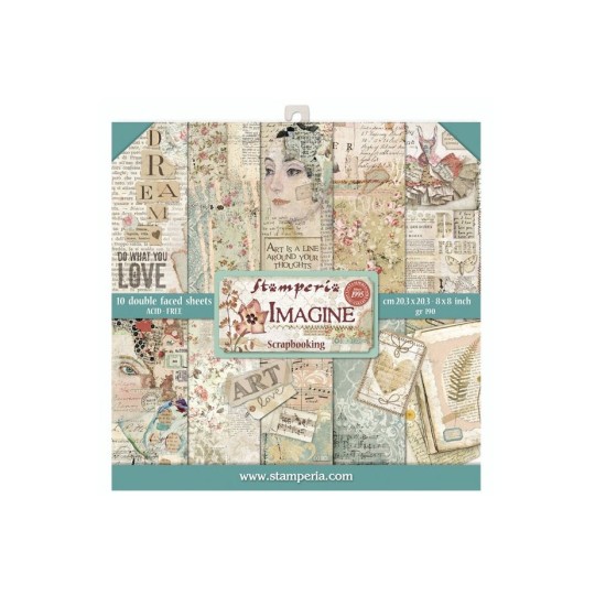 Papier scrapbooking assortiment Stamperia 10f recto verso 20x20 Imagine