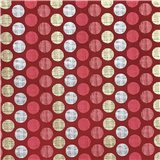 Papier indien cercles fond rouge motifs rose argent et or