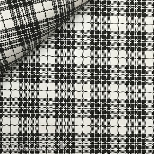 Papier à motifs tartan fond blanc écossais noir