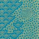 Papier népalais lokta motifs kumiko or fond turquoise