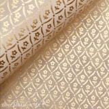 Papier tassotti à motifs fleurs dorées fond blanc