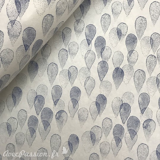 Papier à motifs fond blanc goutte bleu