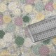 Papier japonais washi lotus multicolores fond taupe By Taniguchi