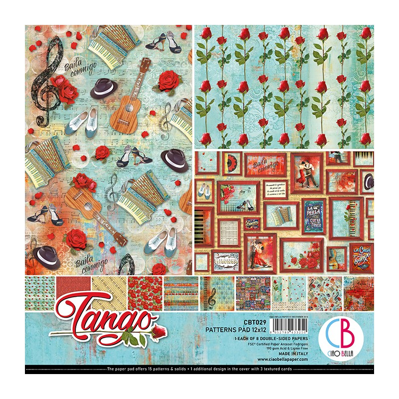 Papier scrapbooking assortiment Ciao Bella Tango 8fe 30x30