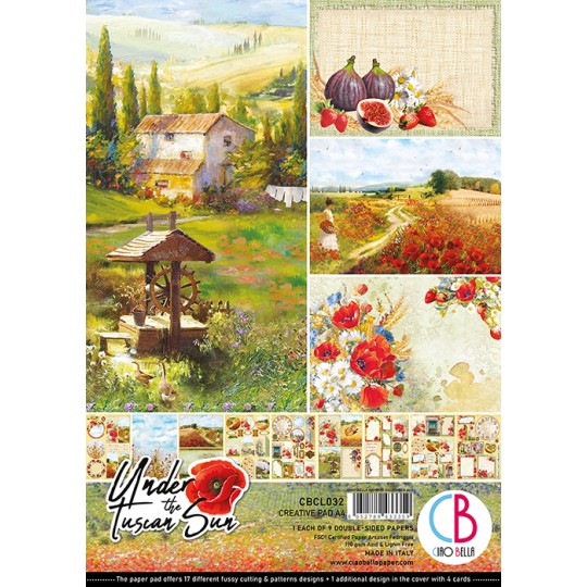 Papier scrapbooking A4 assortiment Ciao Bella Under the tuscan sun 9fe