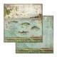 Feuille scrapbooking Stamperia Fish 30x30 réversible