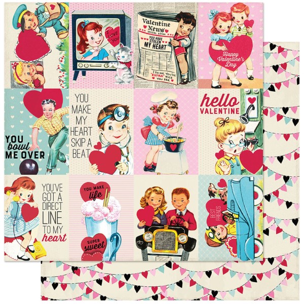 Papier scrapbooking assortiment love notes recto verso 30x30 12fe