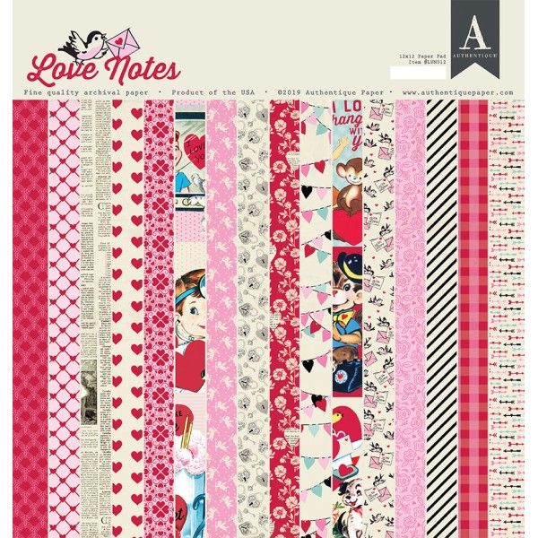 Papier scrapbooking assortiment love notes recto verso 30x30 12fe