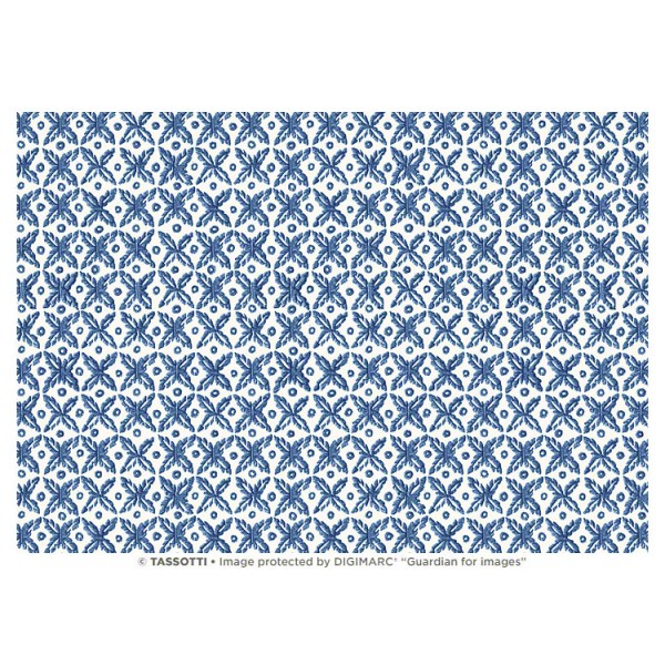 Papier tassotti à motifs mosaïque bleu