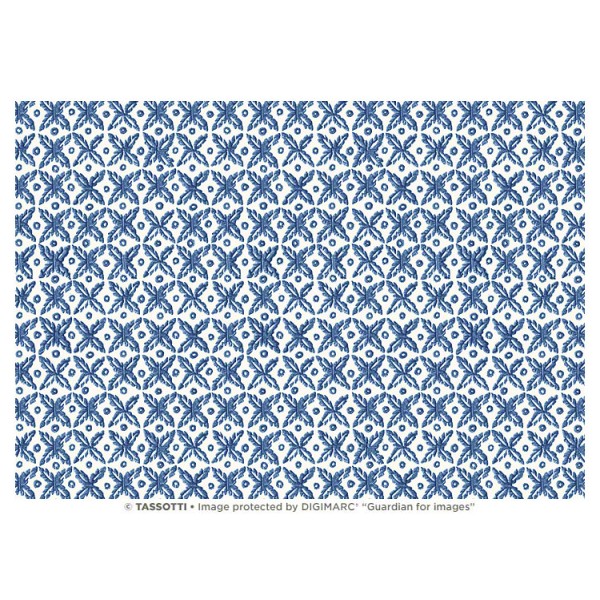 Papier tassotti à motifs mosaïque bleu