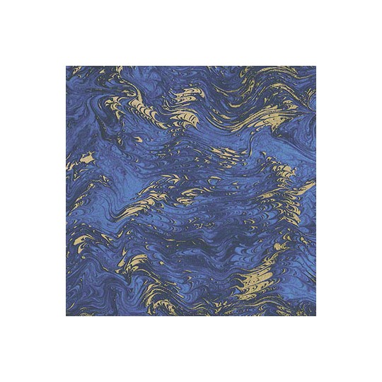 Papier tassotti à motifs marbré bleu et doré