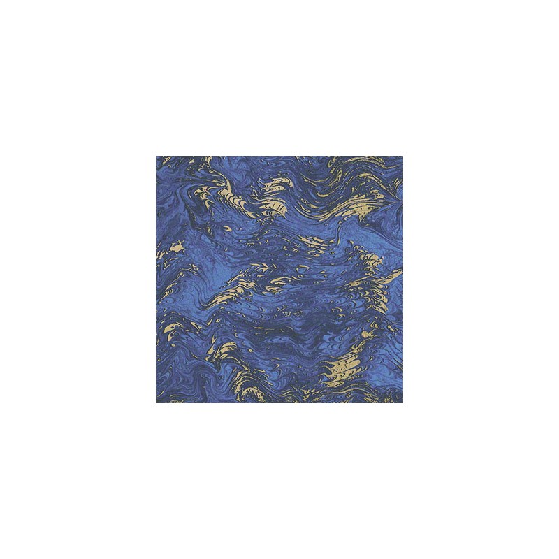 Papier tassotti à motifs marbré bleu et doré