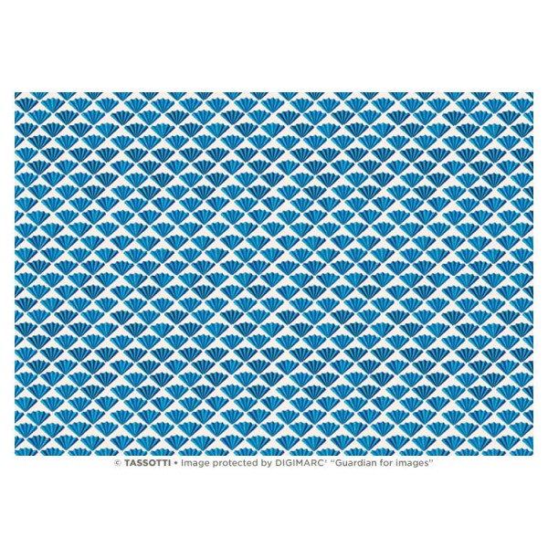 Papier tassotti à motifs éventail bleu