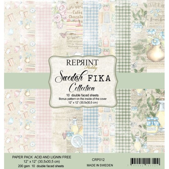 Papier scrapbooking assortiment Reprint Hobby swedish fika recto verso 30x30 10fe