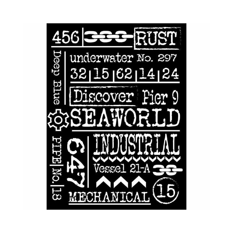 Pochoir décoratif Stamperia sea world écritures monde marin 15x20cm