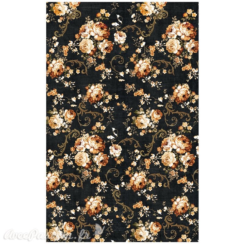 Papier de murier mulberry imprimé Redesign 48x76cm Dark Floral