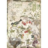 Papier de riz Stamperia 21x29,7cm Fleurs et Fruits