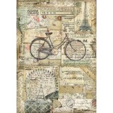Papier de riz Stamperia 21x29,7cm Bicyclette