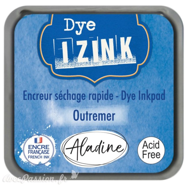 Encreur tampon Aladine Dye Izink séchage rapide Bleu Outremer