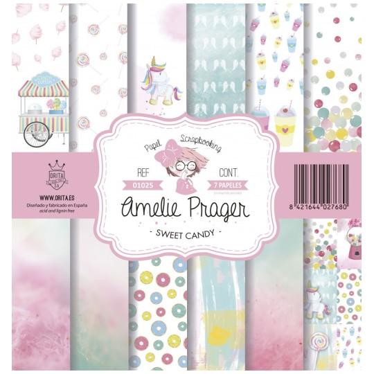 Papier scrapbooking assortiment Amelie Prager sweet candy 7fe 30x30