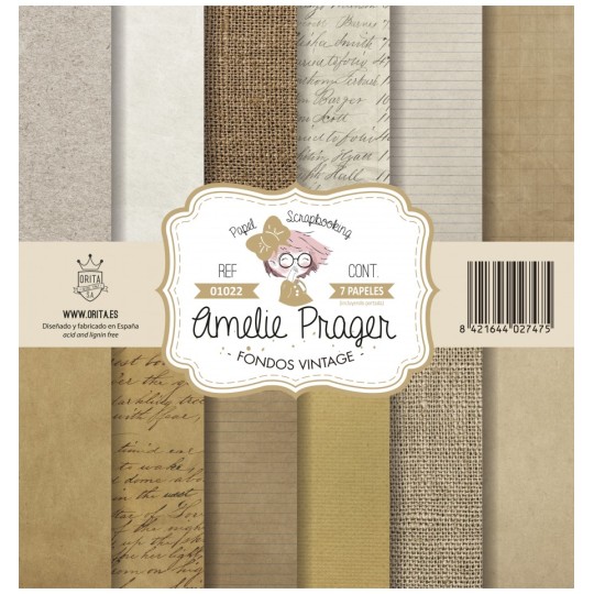Papier scrapbooking assortiment Amelie Prager fondos vintage 7fe 30x30