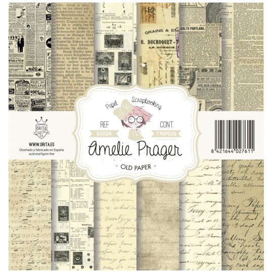 Papier scrapbooking assortiment Amelie Prager old paper 7fe 30x30