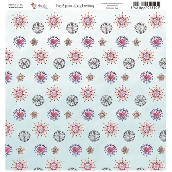 Papier scrapbooking assortiment Amelie Prager india 12fe 30x30