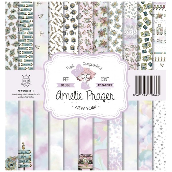 Papier scrapbooking assortiment Amelie Prager new york 12fe 30x30