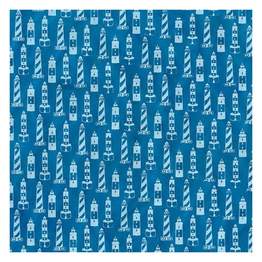 Papier népalais lokta motifs mer phare blanc fond bleu