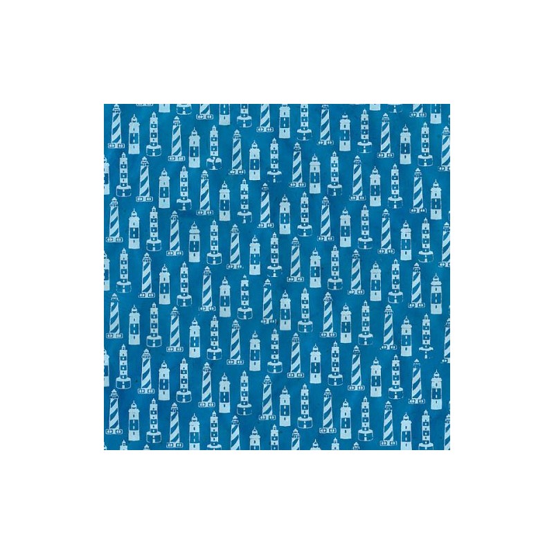 Papier népalais lokta motifs mer phare blanc fond bleu