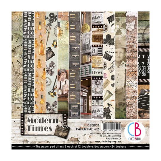 Papier scrapbooking 15x15 assortiment Ciao Modern Times 24f Papier scrapbooking 15x15 assortiment Ciao Modern Times 24f