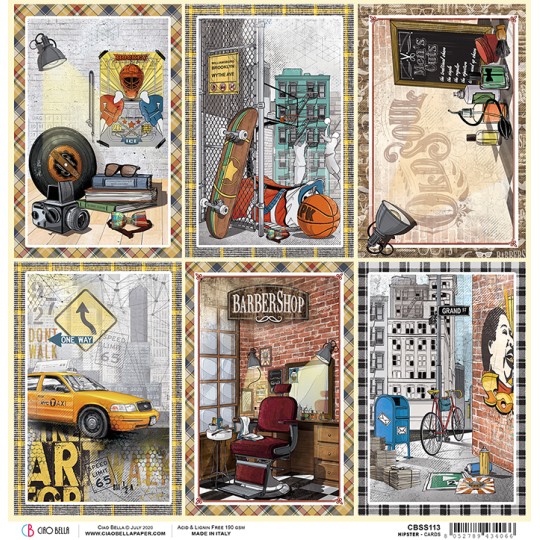 Papier scrapbooking réversible Ciao Bella Hipster cards 30x30