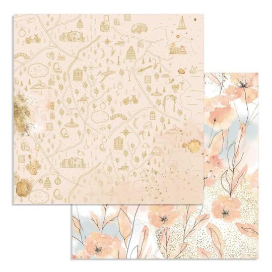 Feuille scrapbooking Stamperia aquarelle flowers 30x30 réversible