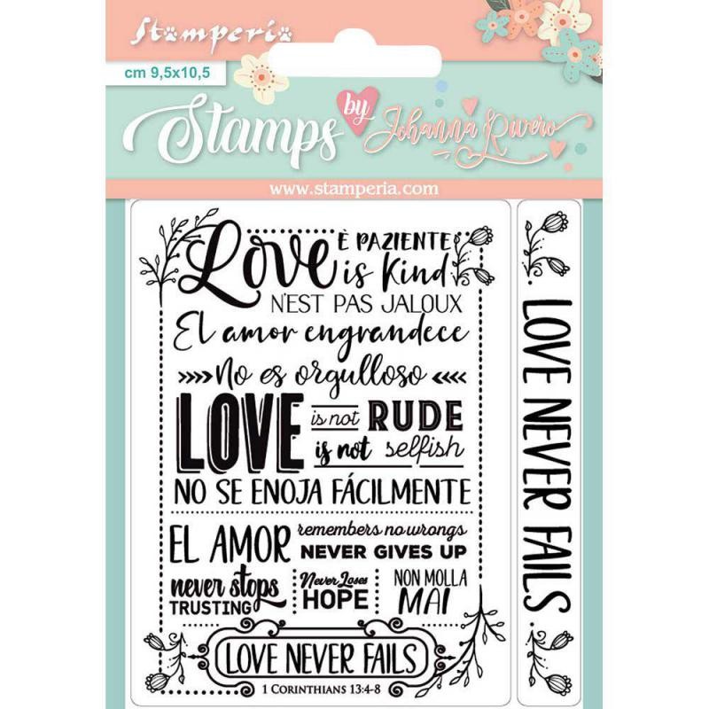 Tampon clear motifs love never fails 2 tampons Stamperia - Derniers exemplaires