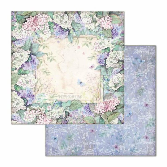 Feuille scrapbooking Stamperia Hortensia 30x30 réversible