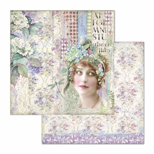 Feuille scrapbooking Stamperia Lady 30x30 réversible