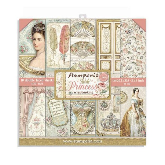 Papier scrapbooking assortiment Stamperia 10f recto verso 20x20 princess Papier scrapbooking assortiment Stamperia 10f recto verso 20x20 princess