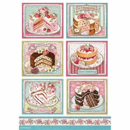 Papier de riz Stamperia 21x29,7cm patisserie