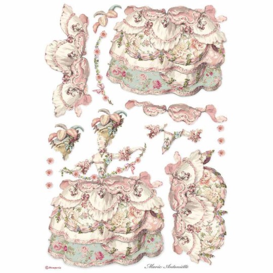 Papier de riz Stamperia 42x30cm lady pink