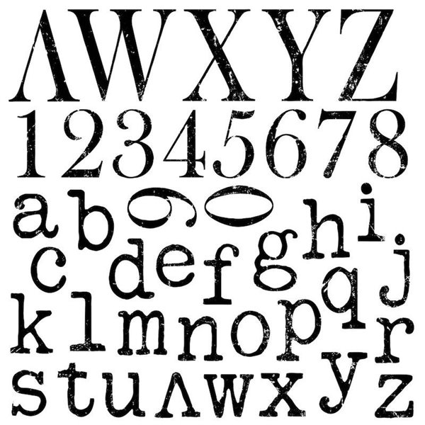Tampons IOD Clear Stamps Typesetting 2 plaques alphabet