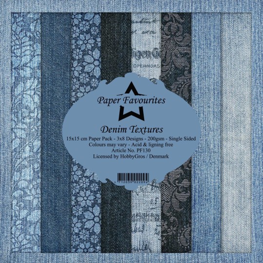 Papier scrapbooking assortiment Dixi Craft Paper Favourites denim textures 15x15 24fe Papier scrapbooking assortiment Dixi Craft Paper Favourites denim textures 15x15 24fe