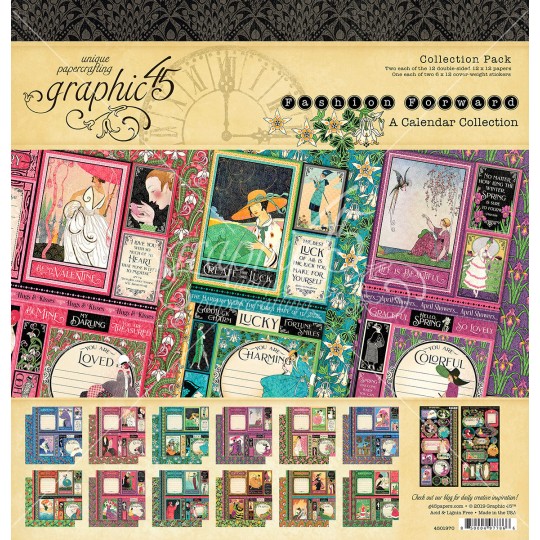 Papier scrapbooking assortiment Graphic 45 fashion forward recto verso 30x30 16fe