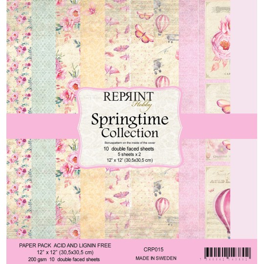 Papier scrapbooking assortiment Reprint Hobby springtime recto verso 30x30 10fe