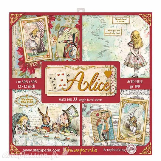 Papier scrapbooking assortiment Stamperia Alice 22f simple face 30x30 /